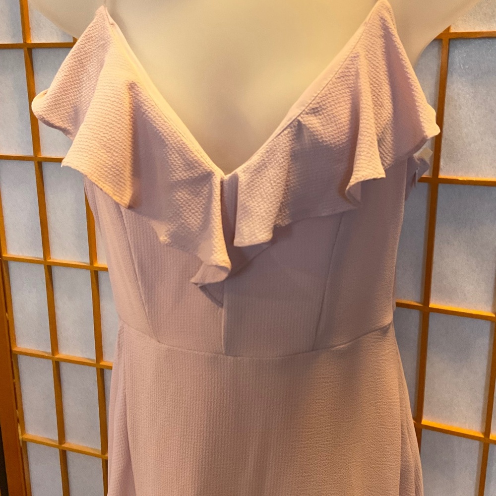 Simple Yet Elegant Blush Pink Ruffle Front Slit M… - image 2